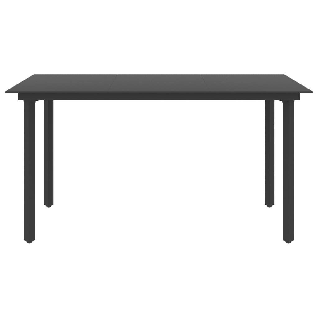 Tavolo da Giardino Nero 150x80x74 cm in Acciaio e Vetro