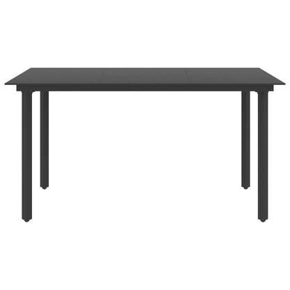 Tavolo da Giardino Nero 150x80x74 cm in Acciaio e Vetro