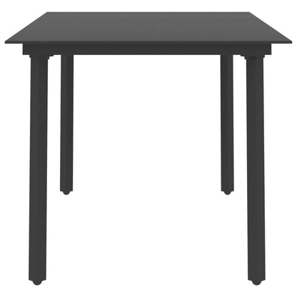 Tavolo da Giardino Nero 150x80x74 cm in Acciaio e Vetro