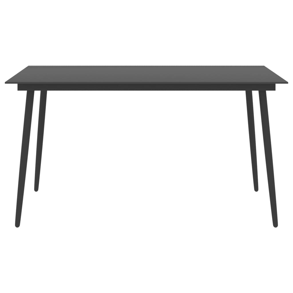 Tavolo da Giardino Nero 150x90x74 cm in Acciaio e Vetro