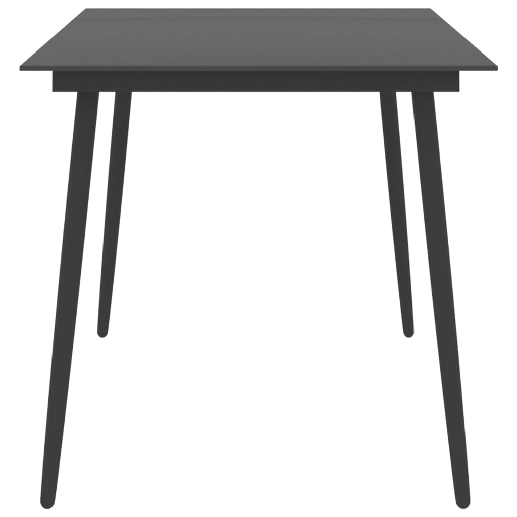 Tavolo da Giardino Nero 150x90x74 cm in Acciaio e Vetro