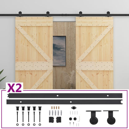 Porta Scorrevole con Set Hardware 80x210 cm in Legno di Pino