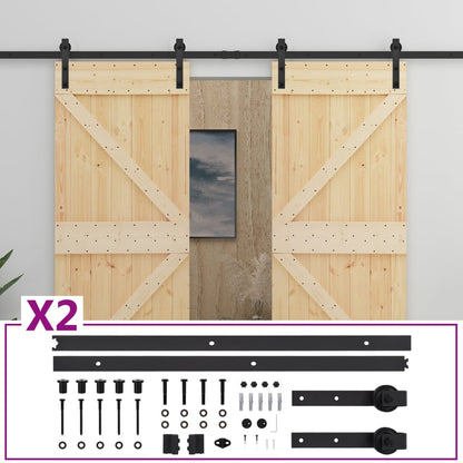 Porta Scorrevole con Set Hardware 80x210 cm in Legno di Pino