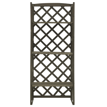 Fioriera con Traliccio Grigio 60x30x140 cm Massello di Abete