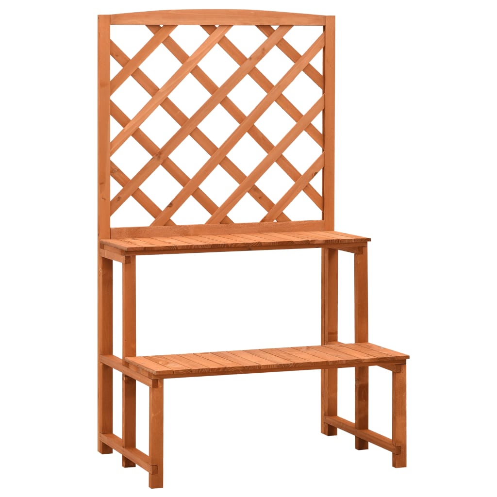 Fioriera con Traliccio Arancione 70x42x120 cm Massello di Abete