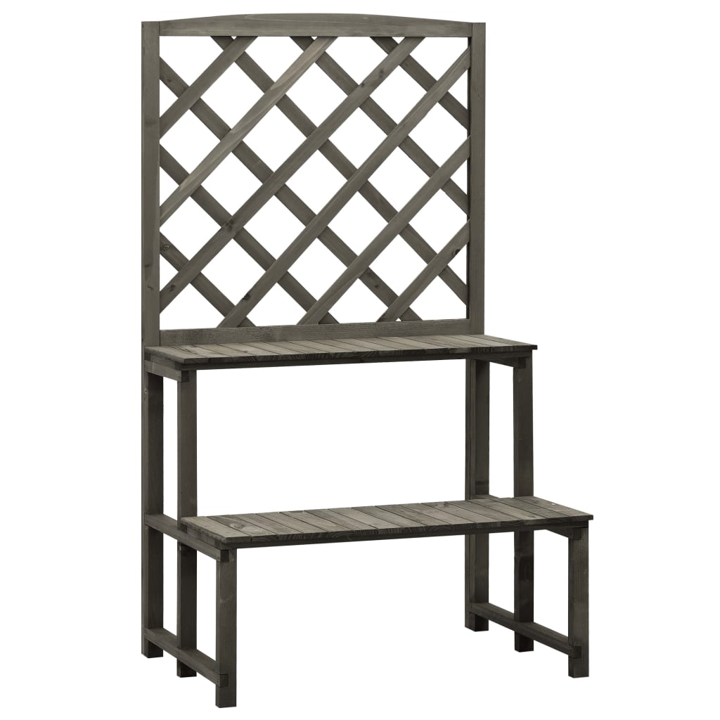 Fioriera con Traliccio Grigio 70x42x120 cm Massello di Abete