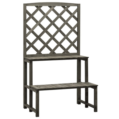 Fioriera con Traliccio Grigio 70x42x120 cm Massello di Abete