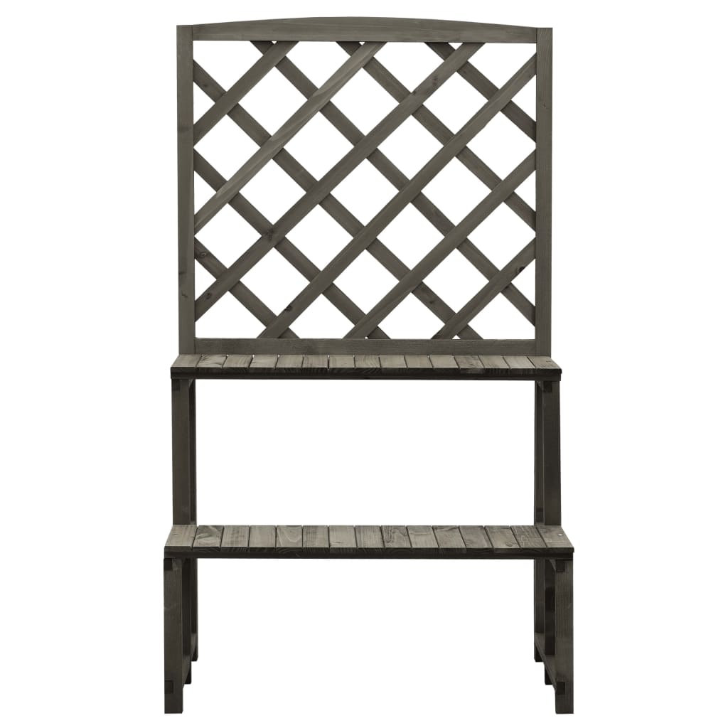 Fioriera con Traliccio Grigio 70x42x120 cm Massello di Abete