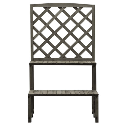 Fioriera con Traliccio Grigio 70x42x120 cm Massello di Abete
