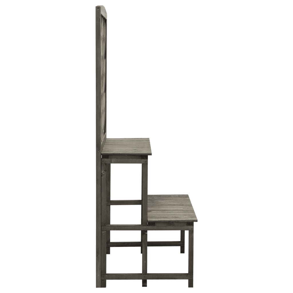 Fioriera con Traliccio Grigio 70x42x120 cm Massello di Abete
