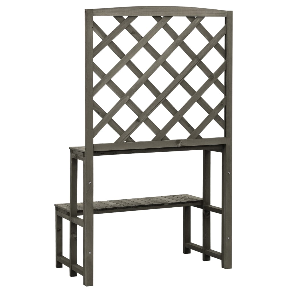 Fioriera con Traliccio Grigio 70x42x120 cm Massello di Abete