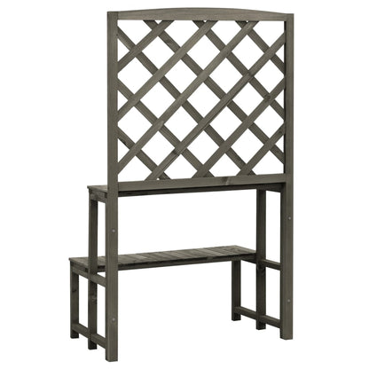 Fioriera con Traliccio Grigio 70x42x120 cm Massello di Abete