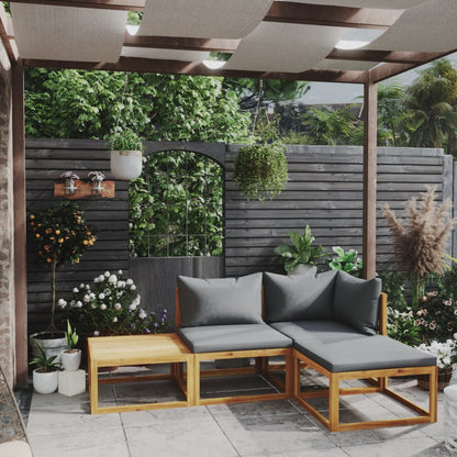 Set Divani da Giardino 4 pz con Cuscini in Massello di Acacia