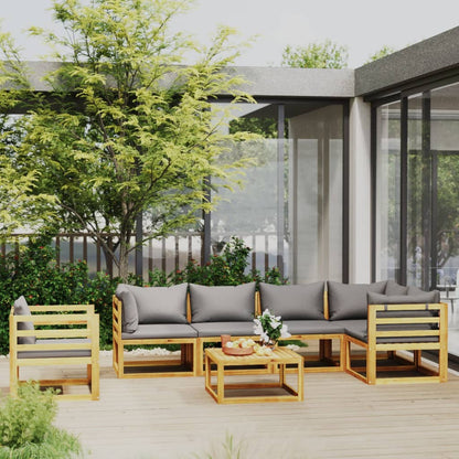 Set Divani da Giardino 7 pz con Cuscini in Massello di Acacia