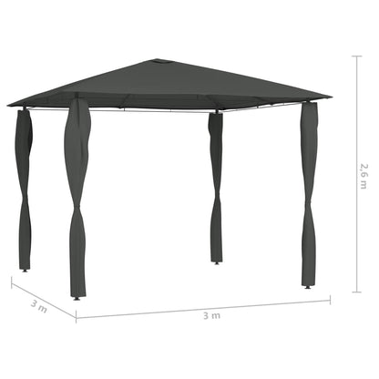 Gazebo con Montanti Rivestiti 3x3x2,6 m Antracite 160 g/mÃ‚Â²