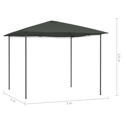 Gazebo 3x3x2,6 m Antracite 160 g/mÂ²