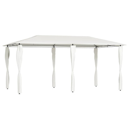 Gazebo con Montanti Rivestiti 2,98x5,3x2,59 m Crema 160 g/mÂ²