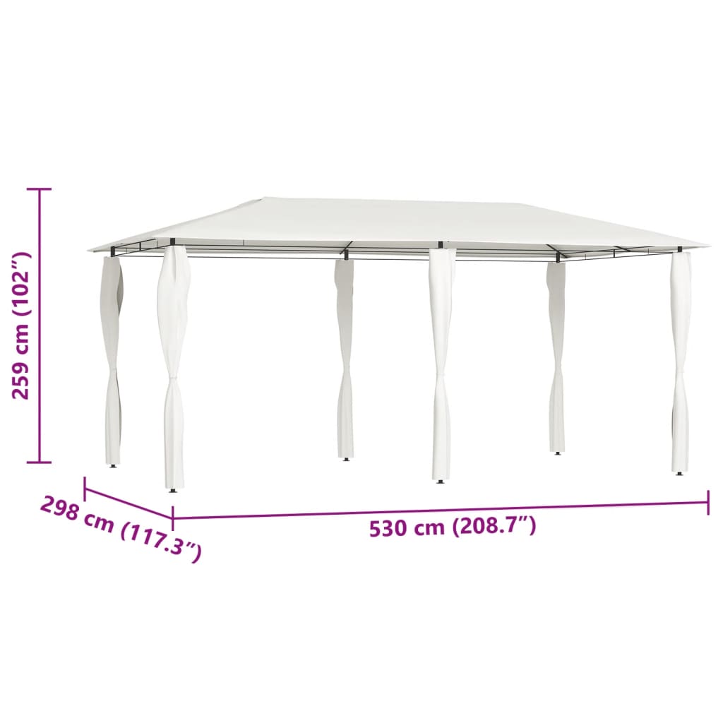 Gazebo con Montanti Rivestiti 2,98x5,3x2,59 m Crema 160 g/mÂ²