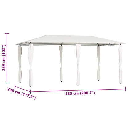 Gazebo con Montanti Rivestiti 2,98x5,3x2,59 m Crema 160 g/mÂ²
