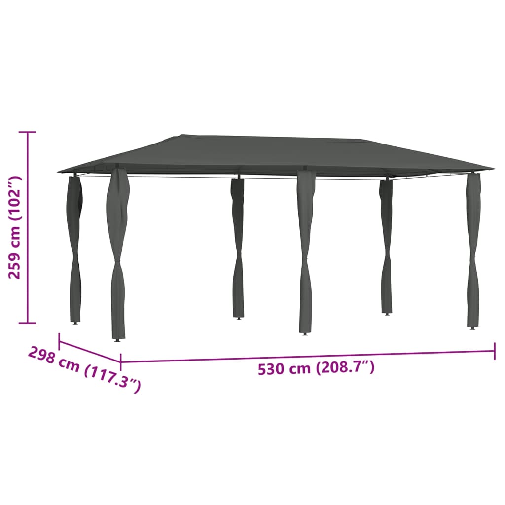 Gazebo con Montanti Rivestiti 2,98x5,3x2,59m Antracite 160 g/mÂ²