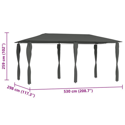 Gazebo con Montanti Rivestiti 2,98x5,3x2,59m Antracite 160 g/mÂ²