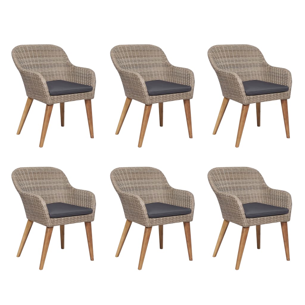 Set da Pranzo da Giardino 7 pz con Cuscini in Polyrattan