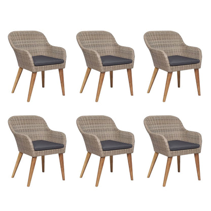 Set da Pranzo da Giardino 7 pz con Cuscini in Polyrattan