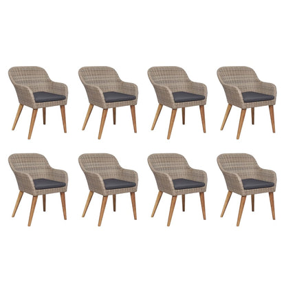 Set da Pranzo da Giardino 9 pz con Cuscini in Polyrattan