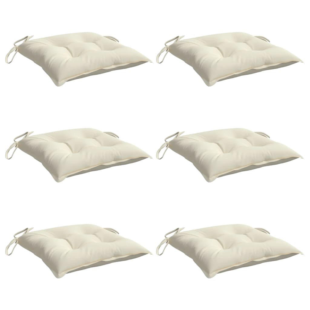Cuscini per Sedia 6pz Bianco Crema 40x40x7 cm in Tessuto Oxford