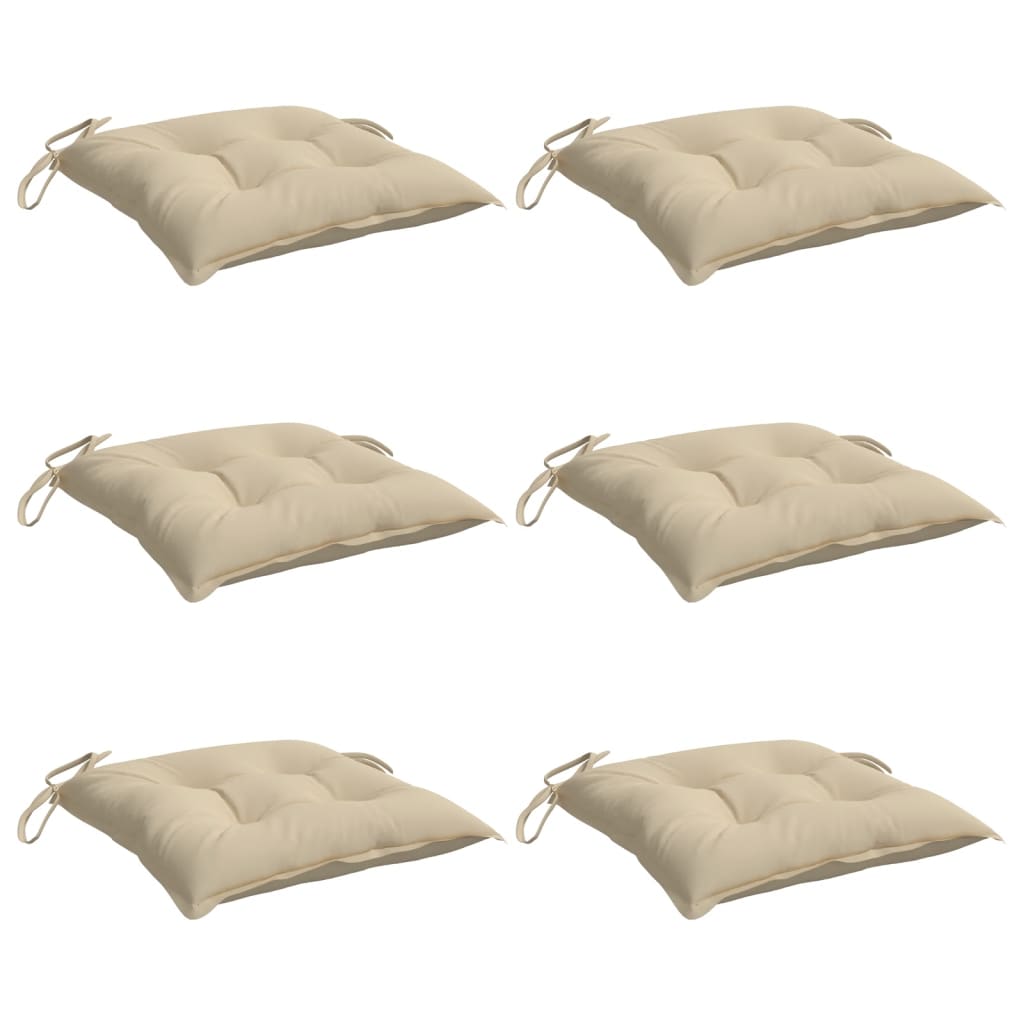 Cuscini per Sedia 6 pz Beige 40x40x7 cm in Tessuto Oxford