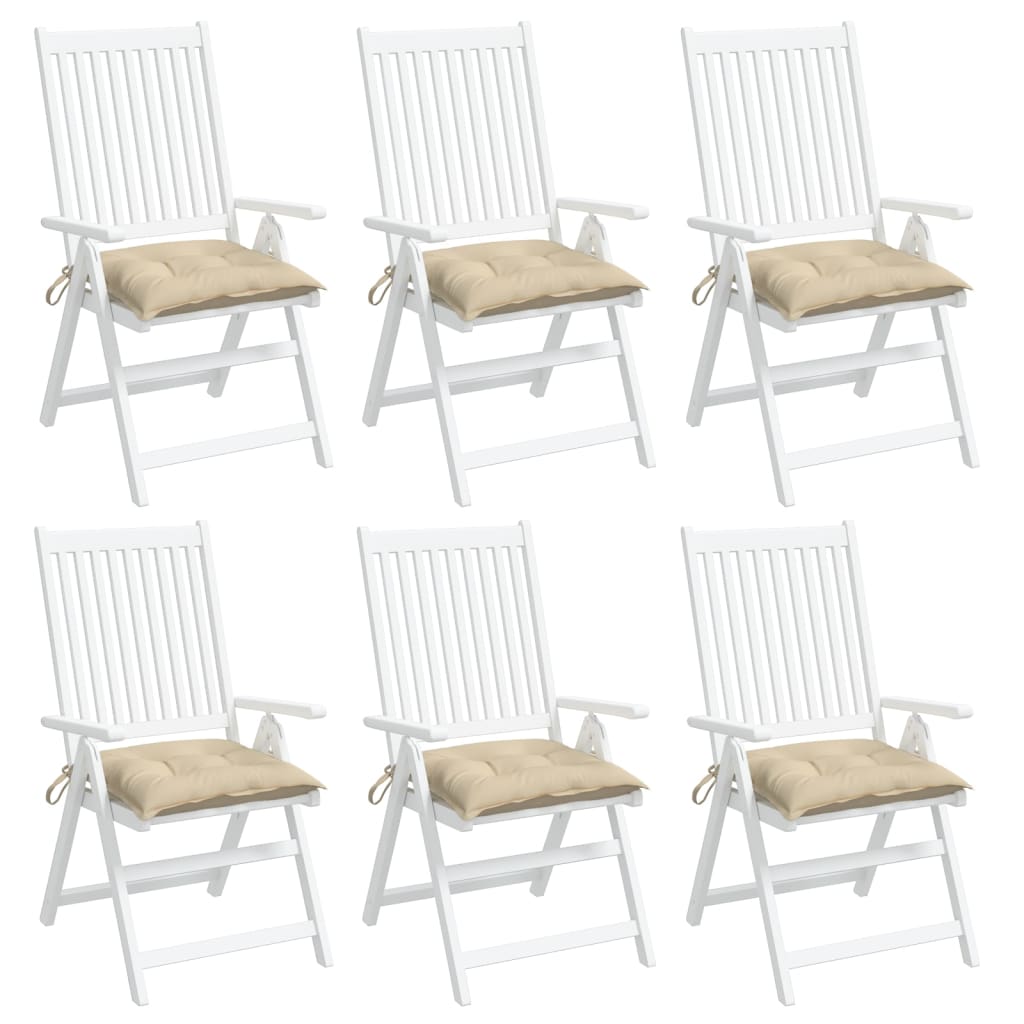 Cuscini per Sedia 6 pz Beige 40x40x7 cm in Tessuto Oxford
