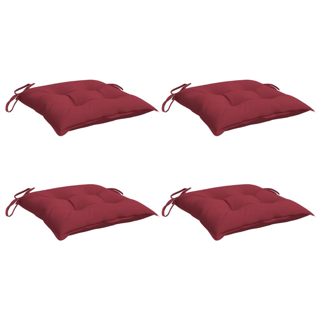 Cuscini per Sedia 4 pz Rosso Vino 40x40x7 cm in Tessuto Oxford