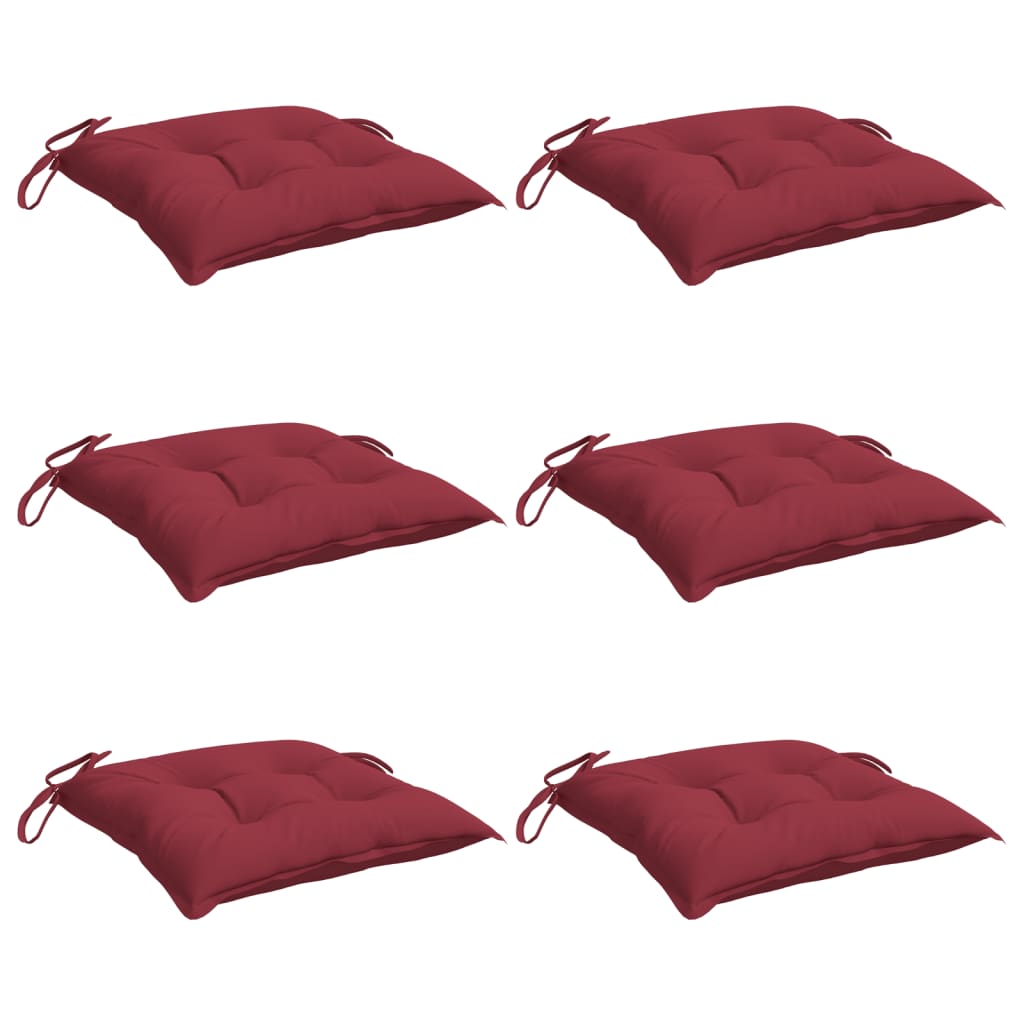 Cuscini per Sedia 6 pz Rosso Vino 40x40x7 cm in Tessuto Oxford