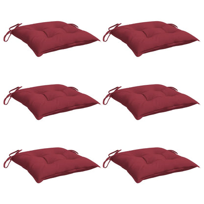 Cuscini per Sedia 6 pz Rosso Vino 40x40x7 cm in Tessuto Oxford