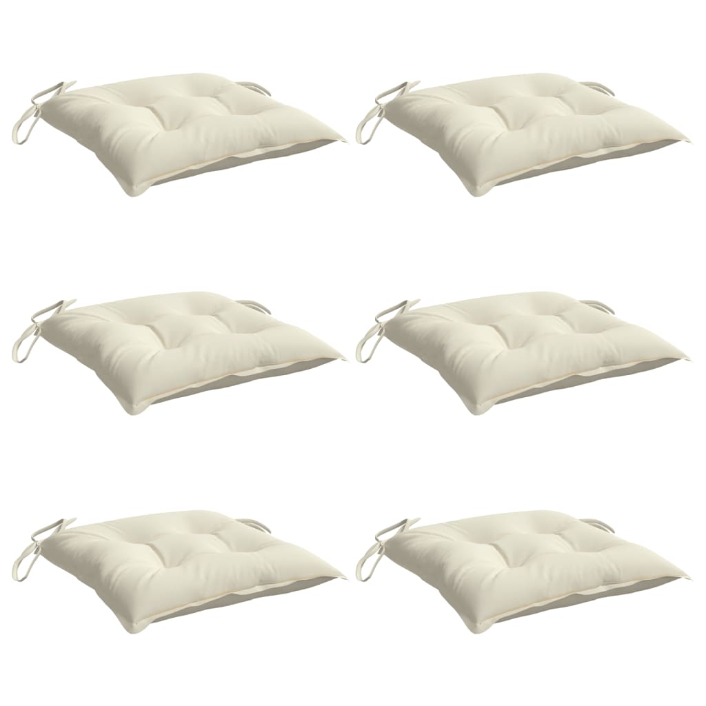 Cuscini per Sedia 6 pz Bianco Crema 50x50x7cm in Tessuto Oxford