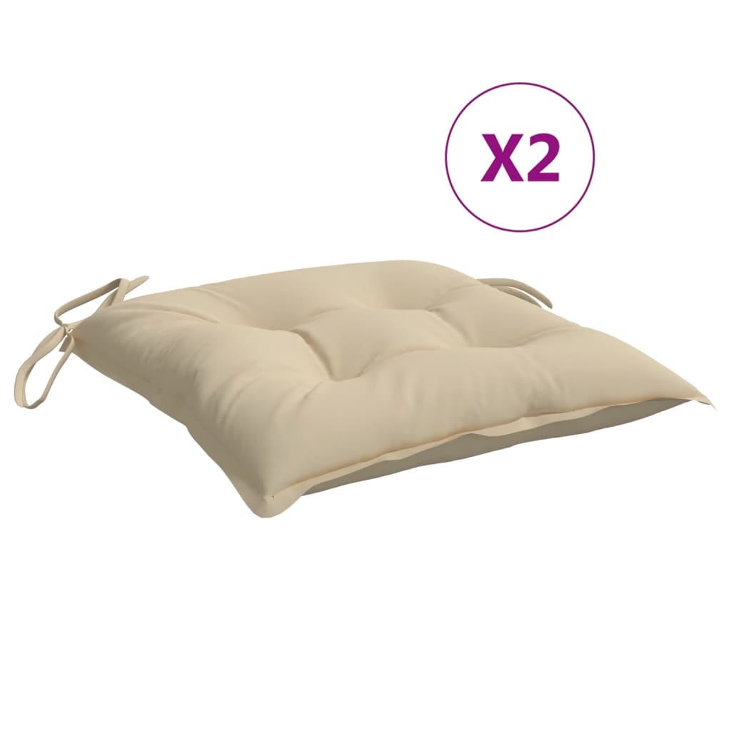 Cuscini per Sedia 2 pz Beige 50x50x7 cm Tessuto Oxford