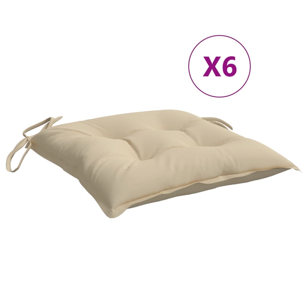 Cuscini per Sedia 6 pz Beige 50x50x7 cm in Tessuto Oxford