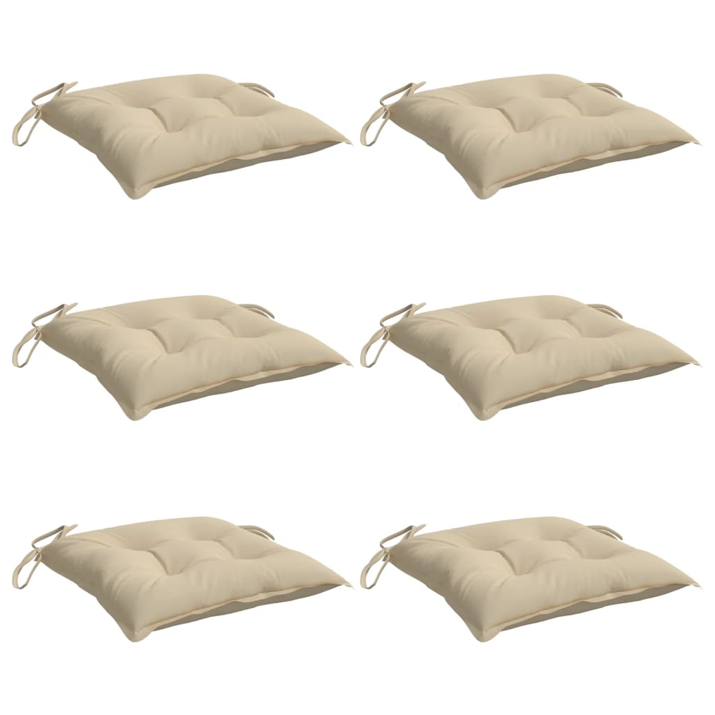 Cuscini per Sedia 6 pz Beige 50x50x7 cm in Tessuto Oxford