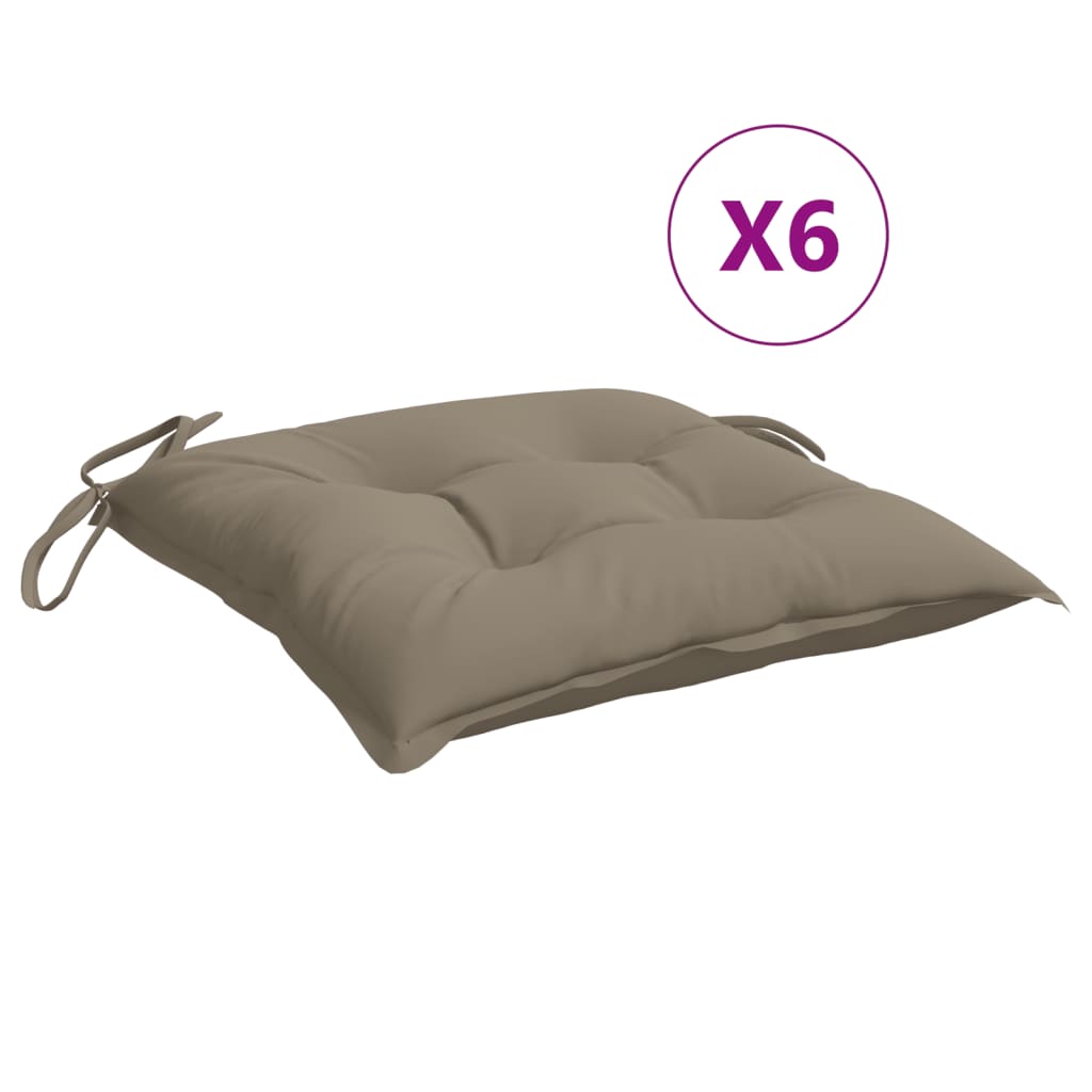 Cuscini per Sedia 6 pz Tortora 50x50x7 cm in Tessuto Oxford