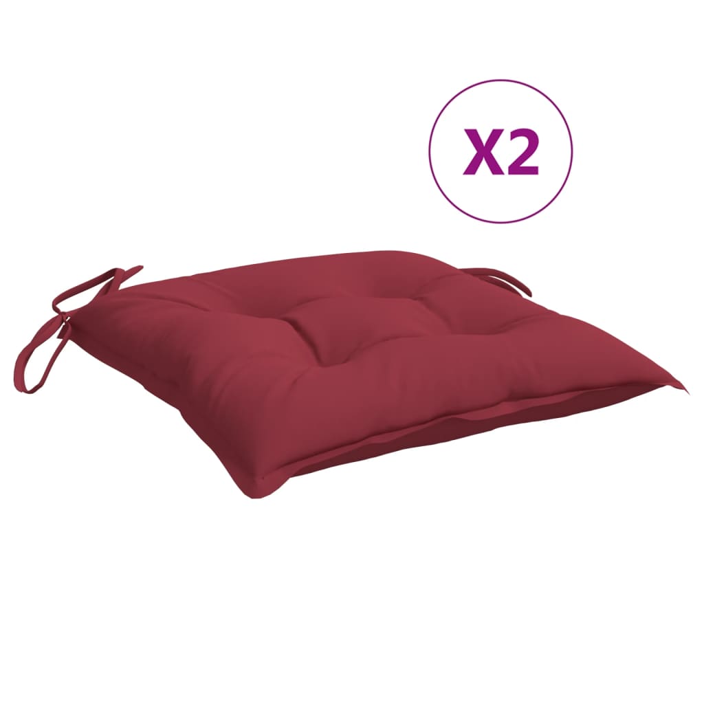 Cuscini per Sedia 2 pz Rosso Vino 50x50x7 cm Tessuto Oxford