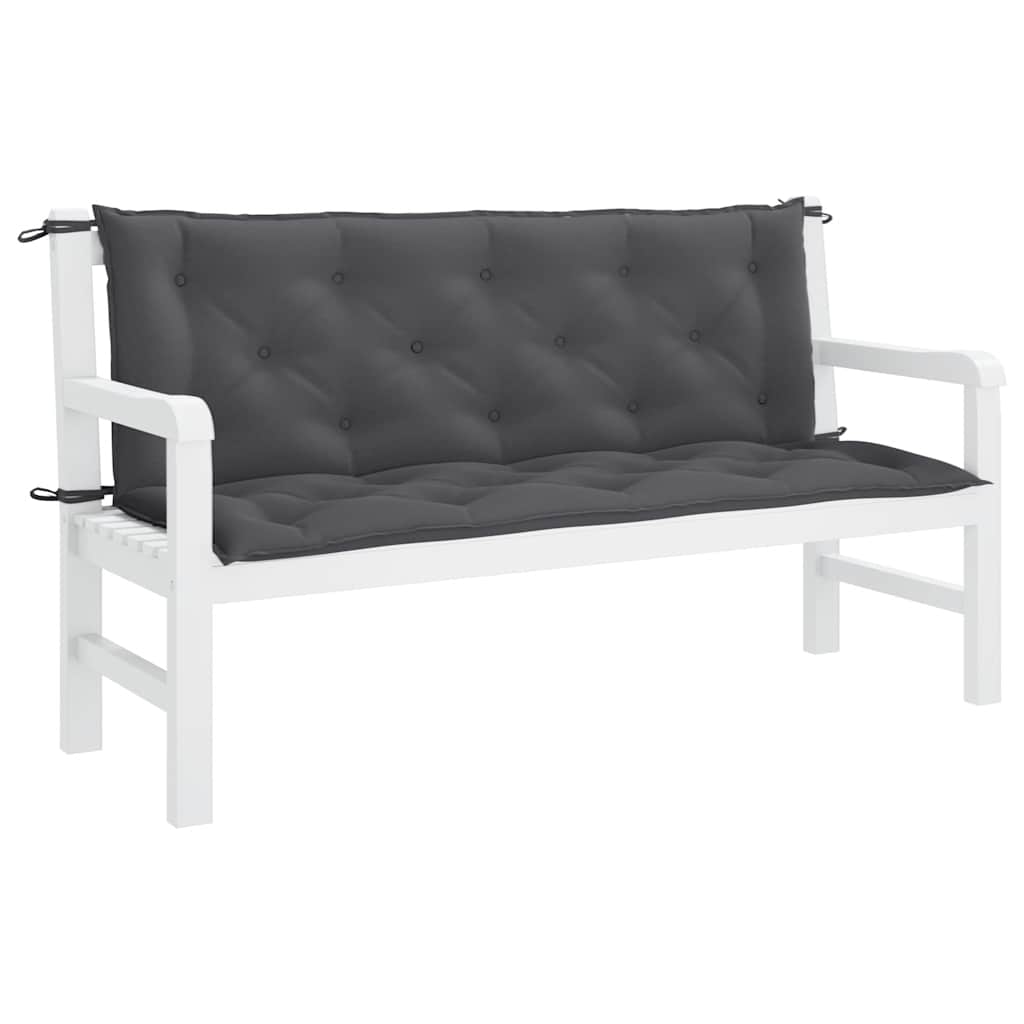 Cuscini Panca Giardino 2pz Antracite 150x50x7cm Tessuto Oxford