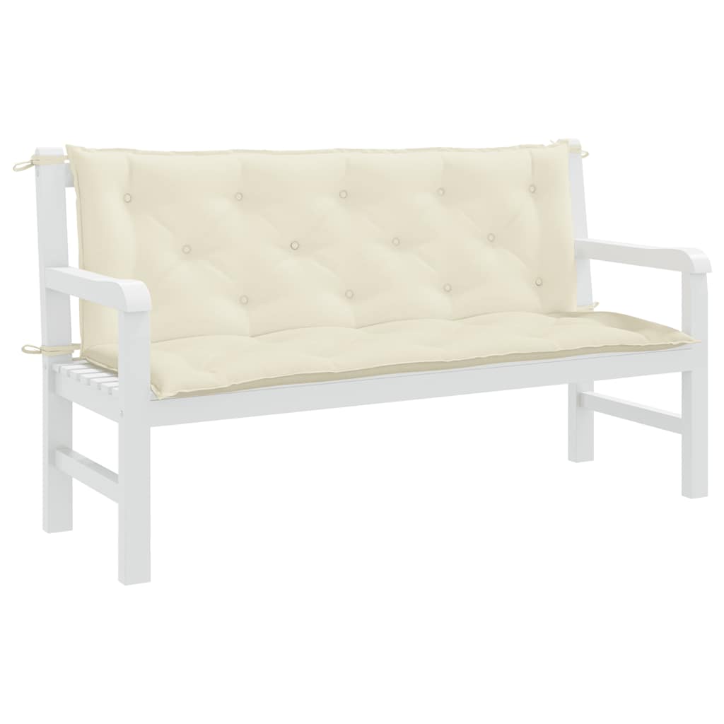 Cuscini Panca Giardino 2pz Bianco Crema 150x50x7 Tessuto Oxford