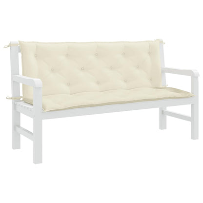 Cuscini Panca Giardino 2pz Bianco Crema 150x50x7 Tessuto Oxford