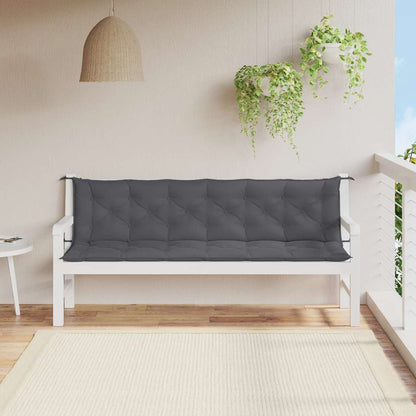 Cuscino per Panca Antracite 200x(50+50)x7 cm in Tessuto Oxford