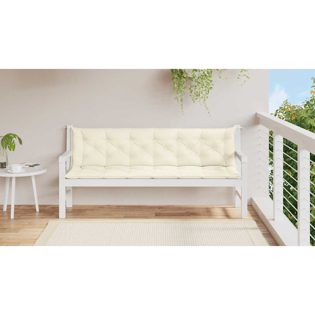 Cuscini Panca Giardino 2pz Bianco Crema 200x50x7 Tessuto Oxford
