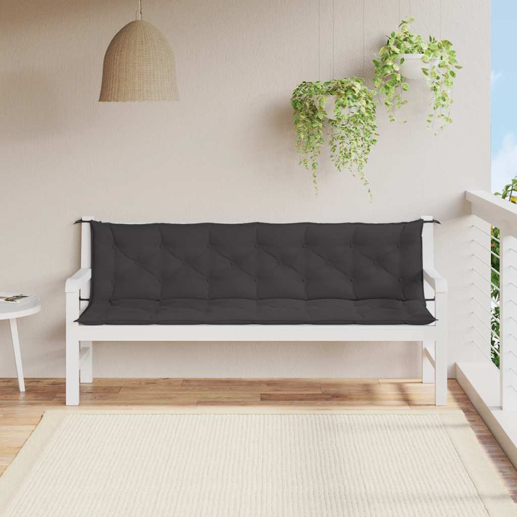 Cuscini per Panca 2 pz Neri 200x50x7 cm in Tessuto Oxford