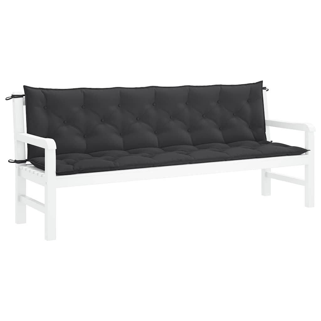 Cuscini per Panca 2 pz Neri 200x50x7 cm in Tessuto Oxford