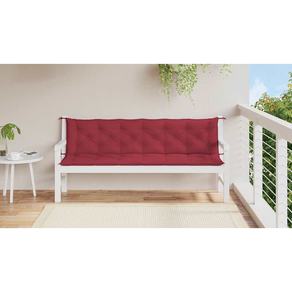 Cuscini per Panca 2 pz Rosso Vino 200x50x7 cm in Tessuto Oxford