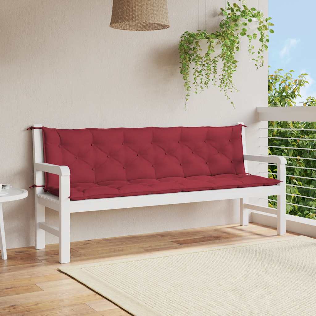 Cuscini per Panca 2 pz Rosso Vino 200x50x7 cm in Tessuto Oxford