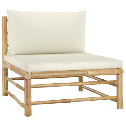 Set Divani da Giardino 3 pz con Cuscini Bianco Crema in BambÃƒÂ¹